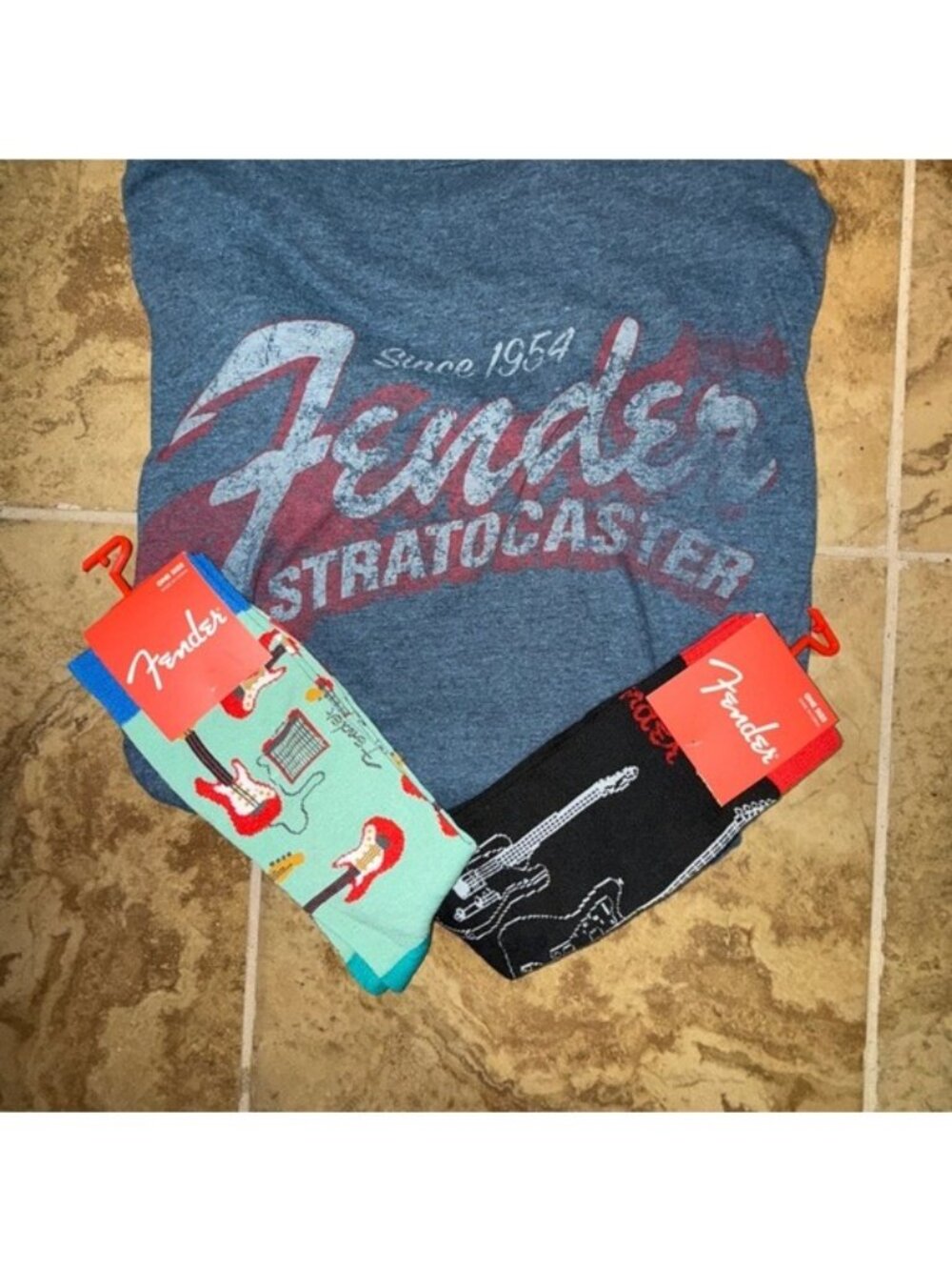 Fender T-shirt and 2 Pairs of Guitar Socks
